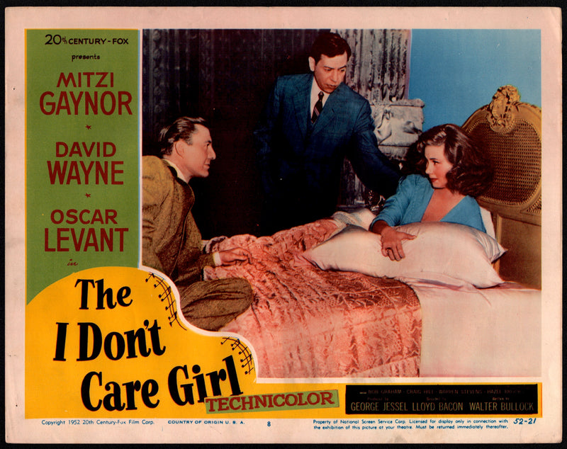 1953 The I Don't Care Girl #8 Lobby Card 11 x 14 Mitzi Gaynor, David Wayne - TvMovieCards.com