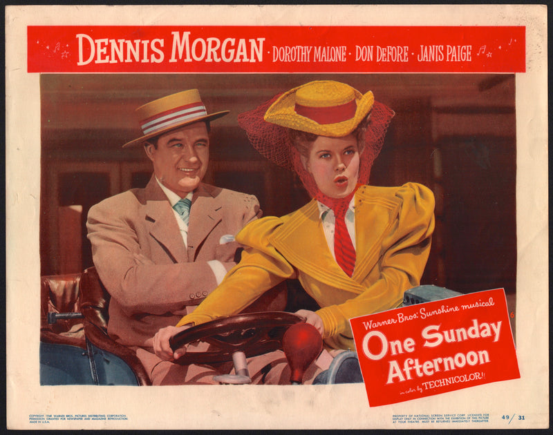 1949 One Sunday Afternoon #6 Lobby Card 11x14 Dennis Morgan Janis Paige Don DeFo - TvMovieCards.com