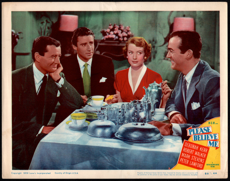 1950 Please Believe Me #3 Lobby Card 11x14 Deborah Kerr Robert Walker Mark Steve - TvMovieCards.com
