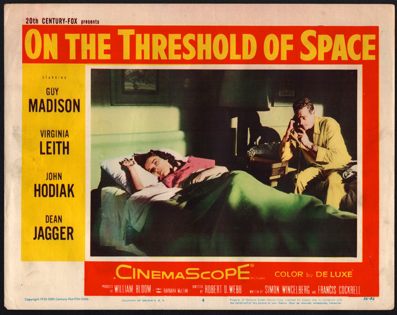 1956 On the Threshold of Space #4 11x14 Lobby Card Guy Madison Virginia Leith - TvMovieCards.com