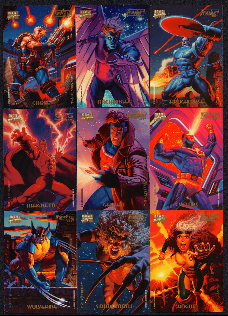 1994 Marvel Masterpieces III Foil Powerblast Chase Card Set 9/9 Cards Fleer Seri - TvMovieCards.com