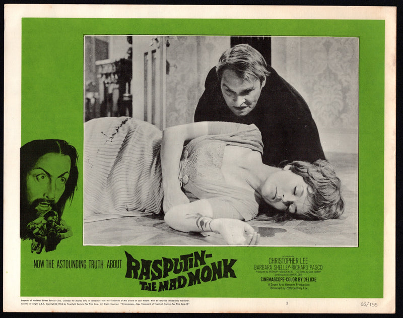 1966 Rasputin: The Mad Monk Lobby Card 11x14 Christopher Lee Barbara Shelley - TvMovieCards.com