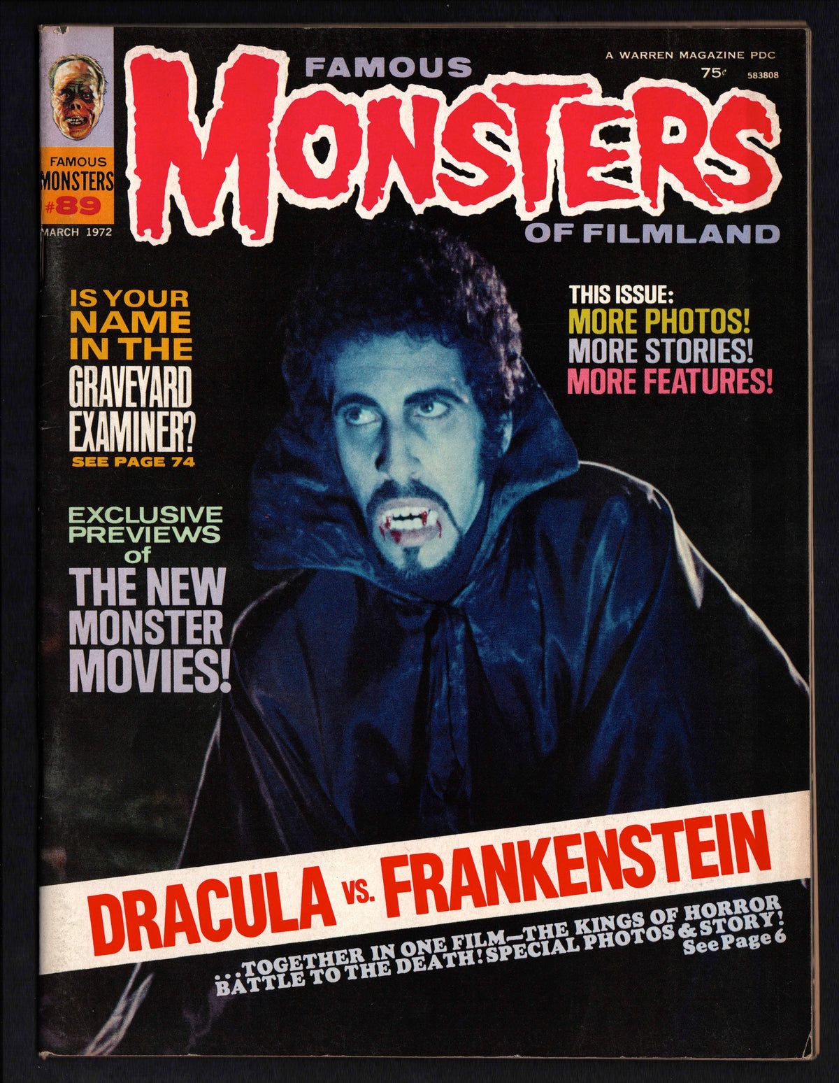 1972 Famous Monsters of Filmland Magazine #89 Dracula Vs Frankenstein ...