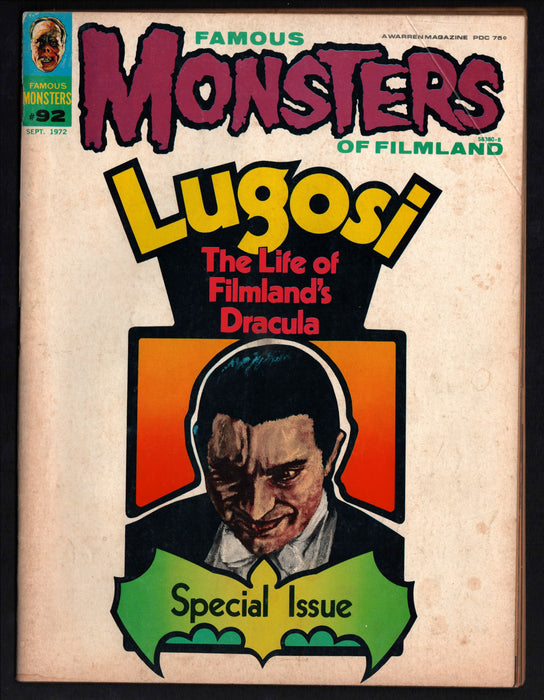 1972 Famous Monsters of Filmland Magazine #92 Lugosi Life of Dracula - TvMovieCards.com