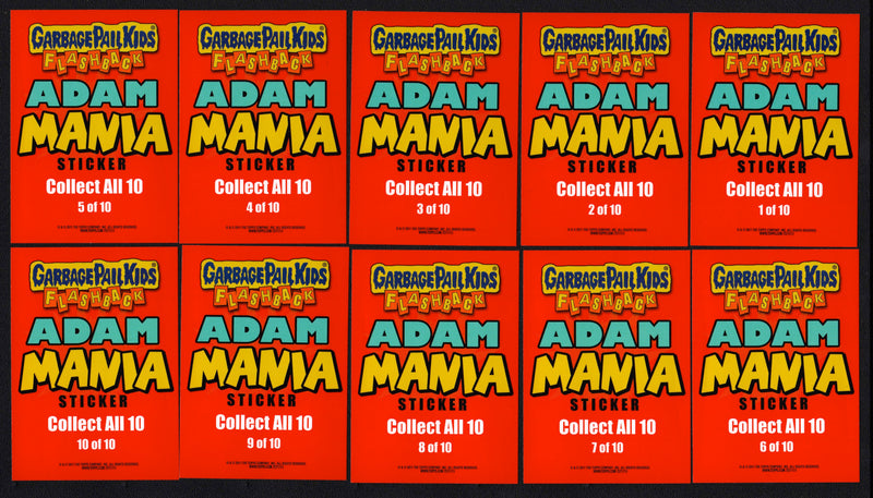 2011 Garbage Pail Kids Flashback Series 3 Adam Mania Yellow 10 Card Set - TvMovieCards.com