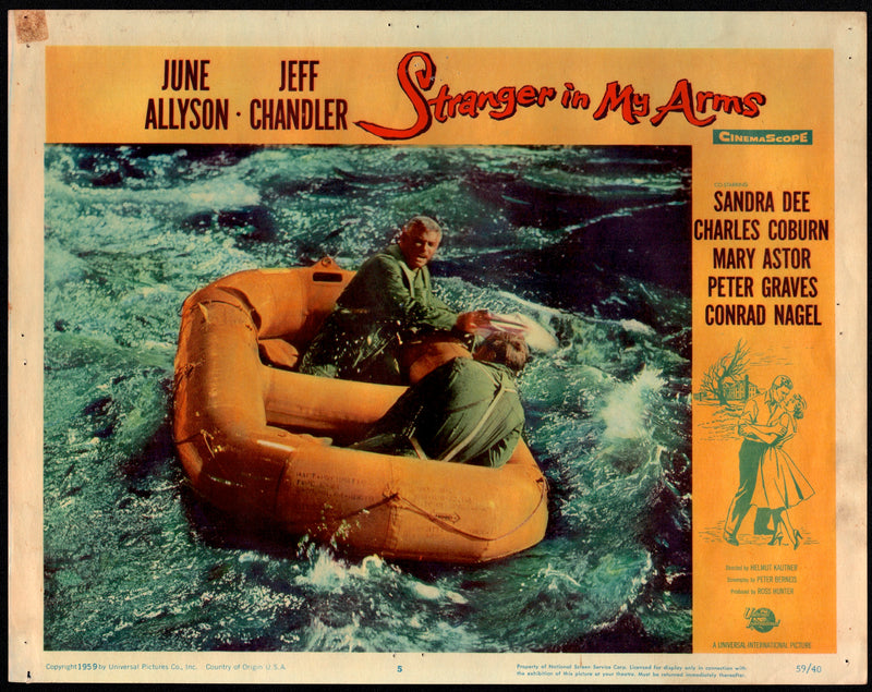 1959 A Stranger in My Arms #5 Lobby Card 11x14 June Allyson Jeff Chandler - TvMovieCards.com
