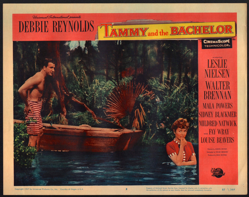 1957 Tammy and the Bachelor #2 Lobby Card 11x14 Debbie Reynolds Leslie Nielsen - TvMovieCards.com