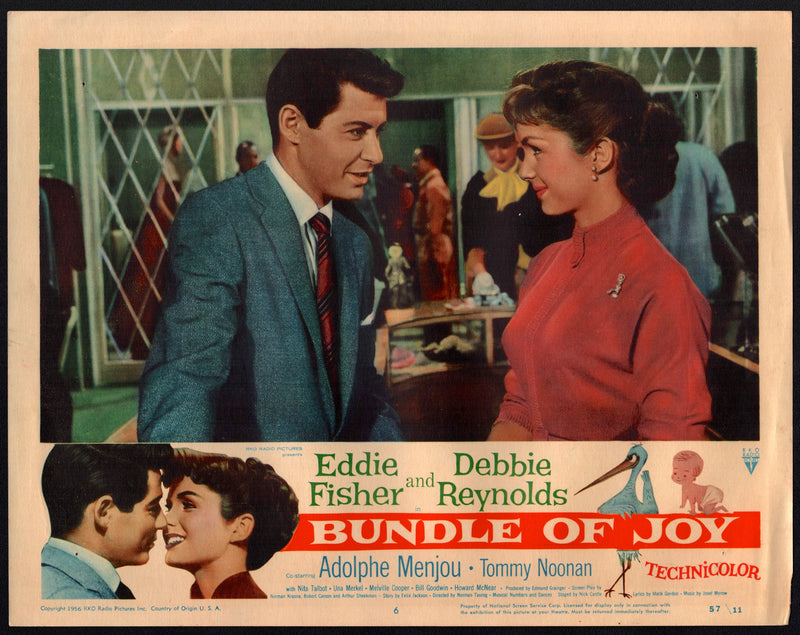 1957 Bundle of Joy #6 Lobby Card 11x14 Eddie Fisher Debbie Reynolds Adolphe Menj - TvMovieCards.com