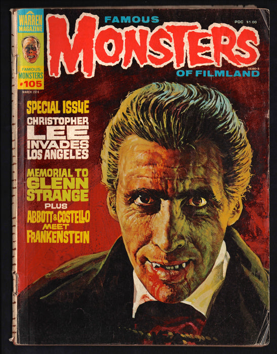 1973 Famous Monsters of Filmland Magazine #105 Dracula Christopher Lee - TvMovieCards.com
