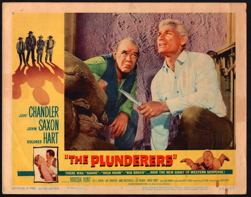 1960 The Plunderers #5 Lobby Card 11x14 Jeff Chandler John Saxon Dolores Hart - TvMovieCards.com