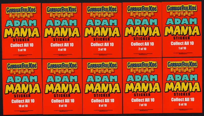 2011 Garbage Pail Kids Flashback Series 3 Adam Mania Green 10 Card Set - TvMovieCards.com