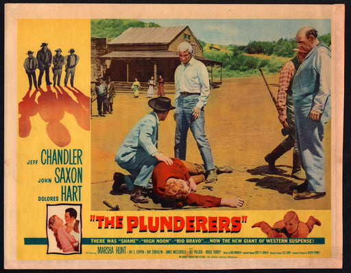 1960 The Plunderers #6 Lobby Card 11x14 Jeff Chandler John Saxon Dolores Hart - TvMovieCards.com