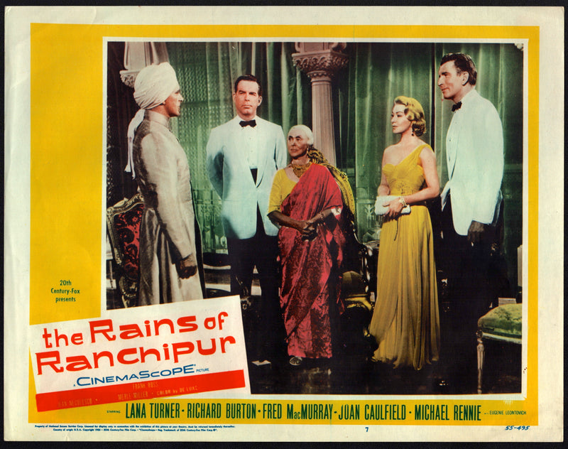 1955 The Rains of Ranchipur #7 Lobby Card 11x14 Lana Turner Richard Burton - TvMovieCards.com