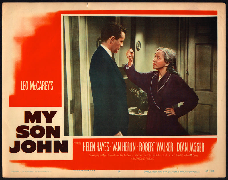 1952 My Son John #3 Lobby Card 11x14 Robert Walker Helen Hayes Van Heflin - TvMovieCards.com