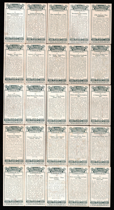 1930 John Players & Son Cigarette Fire Fighting Appliances Tobacco Card Set 50/5 - TvMovieCards.com