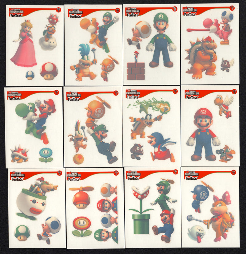 Super Mario Brothers Wii Fun Tats Chase Card Set T1 thru T12 Enterplay 2010 - TvMovieCards.com