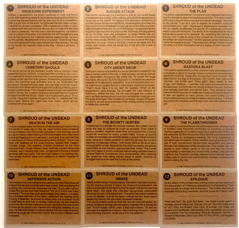 1990 Shroud of the Undead 12-Card Set Rosem Midnight Madness Horror Comic Art Se - TvMovieCards.com