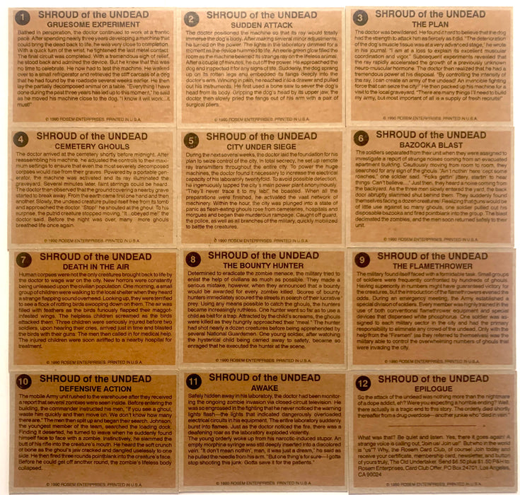1990 Shroud of the Undead 12-Card Set Rosem Midnight Madness Horror Comic Art Set - TvMovieCards.com