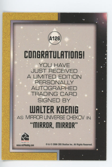 Star Trek The Original Series TOS 40th Ann. 1 Walter Koenig Autograph Card A126   - TvMovieCards.com
