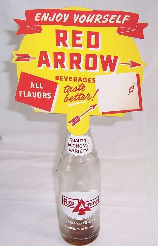 1950s Red Arrow Soda Pop Beverage Bottle Top Topper Display Card,Detroit,MI   - TvMovieCards.com