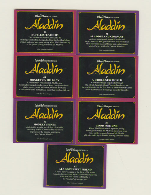 1992 Aladdin Disney Movie Theater 7 Promo Card Set Giveaway Set #1-7 NM - TvMovieCards.com