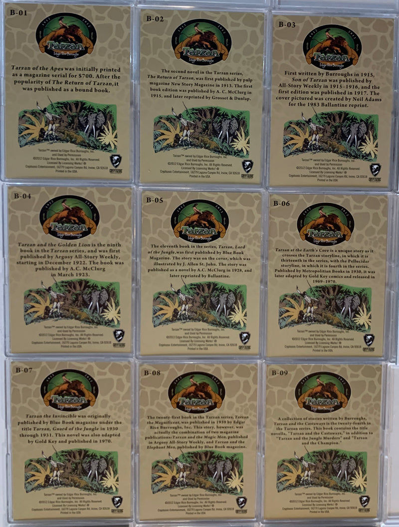 Tarzan 100th Anniversary Book Covers Chase Card Set (9) B-01 - B-09 Cryptozoic 2 - TvMovieCards.com