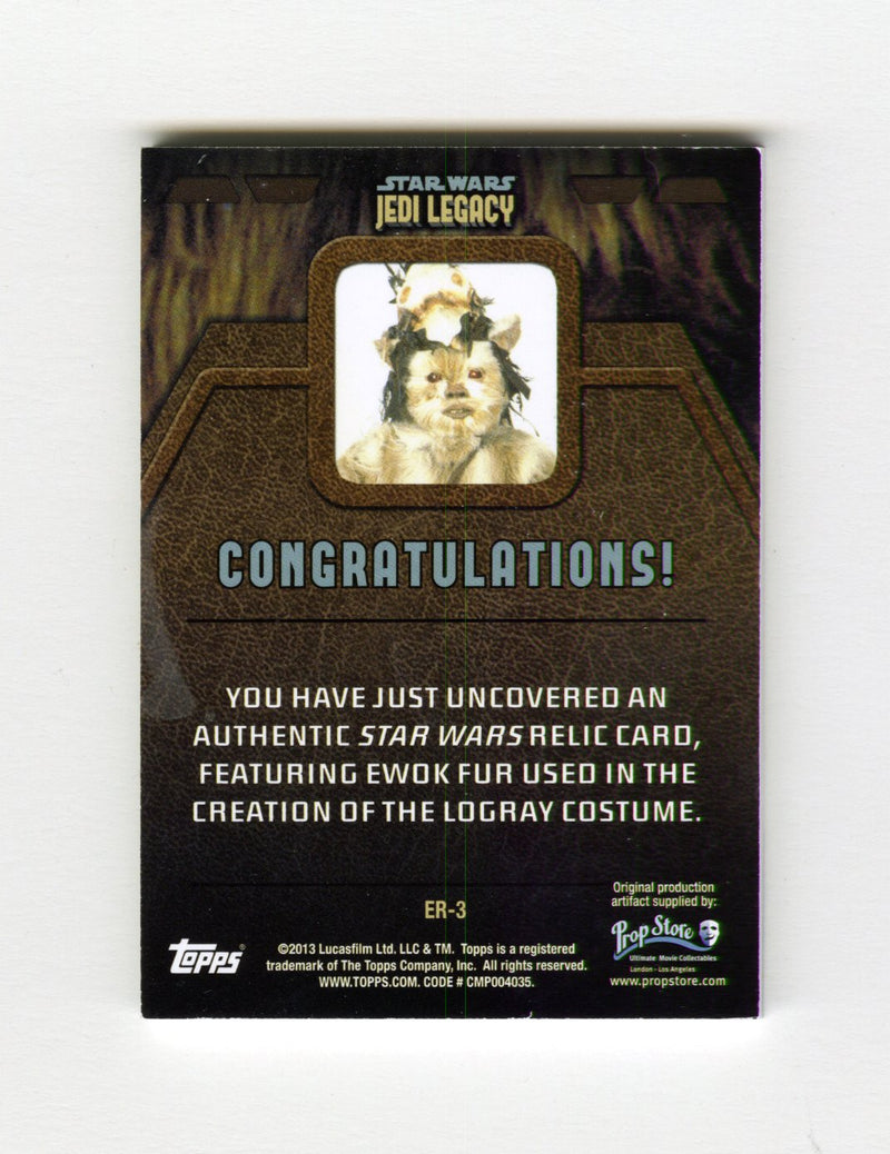2013 Star Wars Jedi Legacy Relic Costume Fur Card ER-3 Ewok Topps