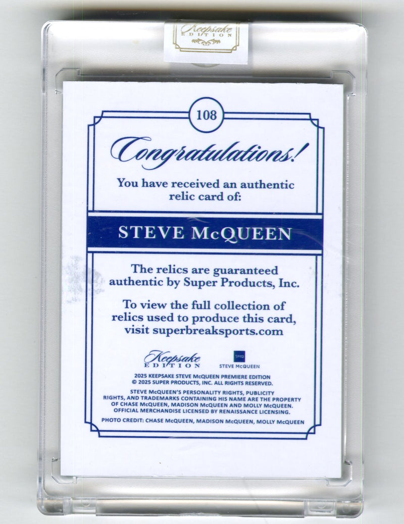 2025 Keepsake Edition - Authentic Relics Steve McQueen Jumbo Gem Relic 1/1 #108