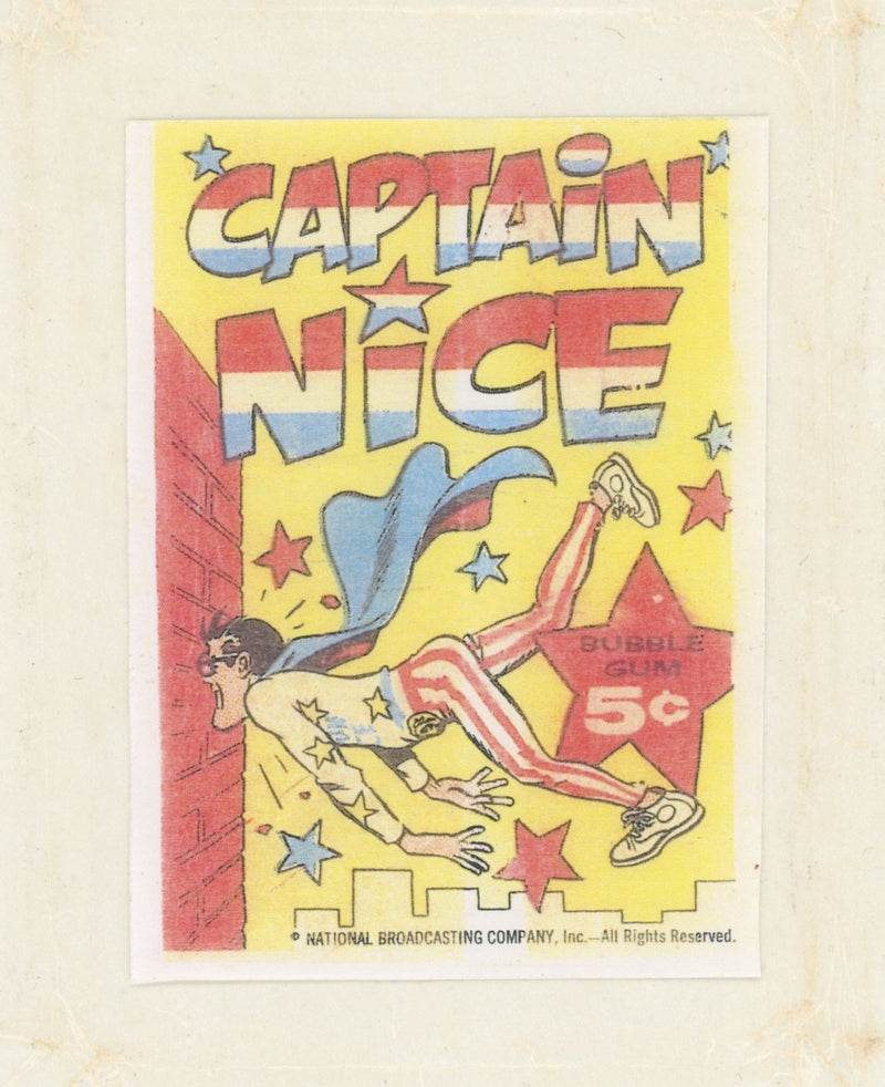 Captain Nice Vintage Test Card Gum Wrapper Topps 1965 Rare - TvMovieCards.com