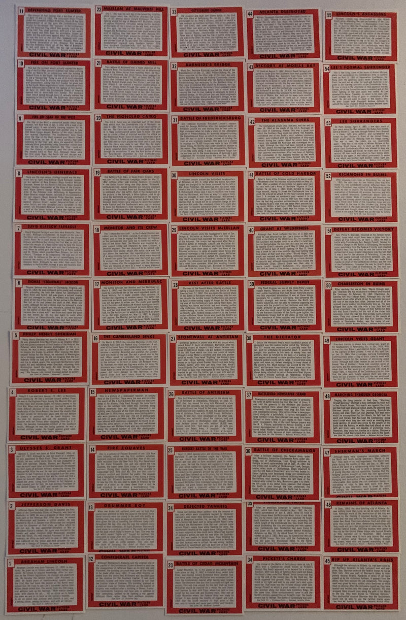 Civil War Reprint Picture Complete Card Set – 55 Cards (1990s Photographic Editi - TvMovieCards.com