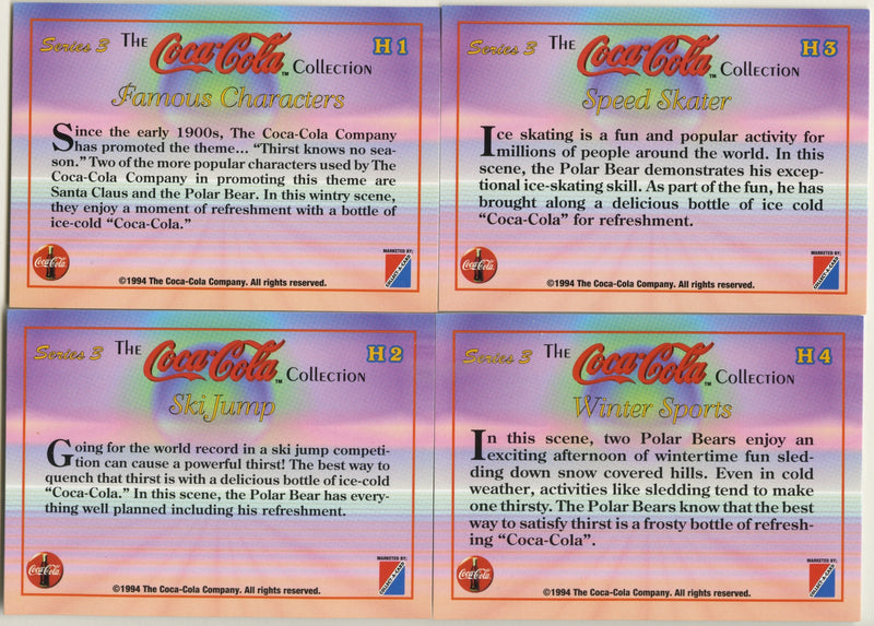 Coca Cola Series 3 Polar Bear Holoogram Chase Card Set 4 Cards H1 - H4 Collect- - TvMovieCards.com