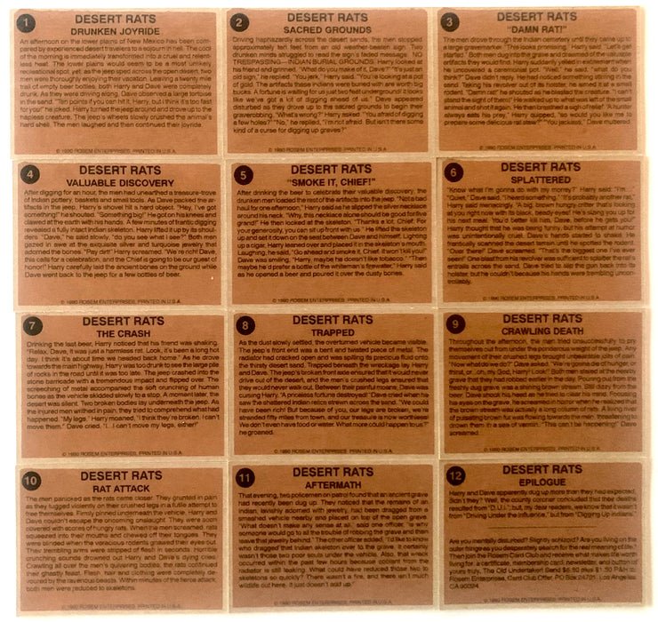 1990 Desert Rats 12-Card Set Rosem Midnight Madness Horror Comic Art Set Rare - TvMovieCards.com