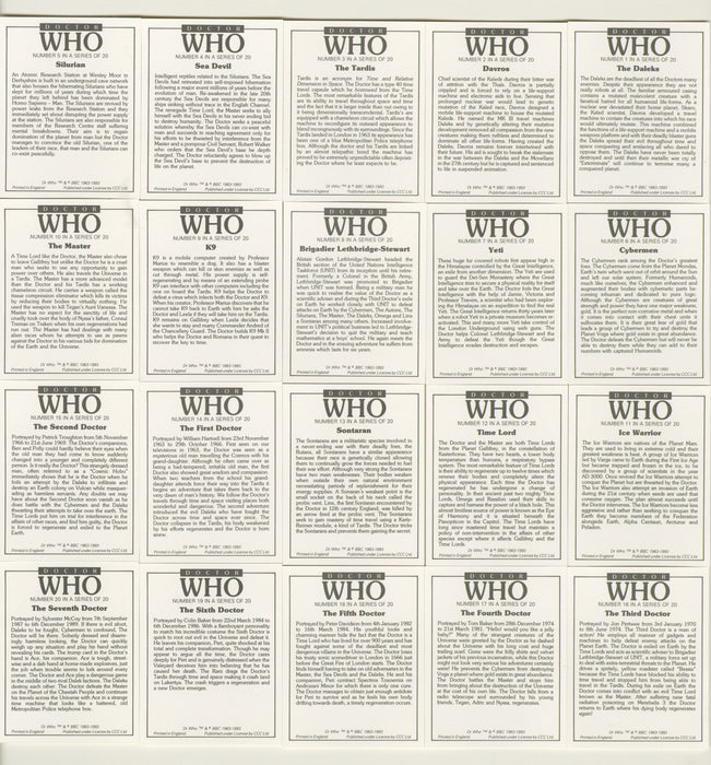 1993 Doctor Who 30th Anniversary 1963-1993 20-Card Set by CCC Ltd (UK)