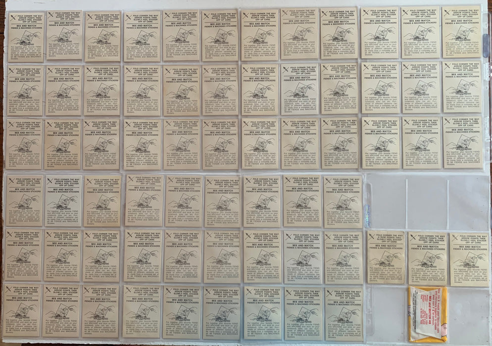 1970 Donruss Fiends and Machines Sticker Trading Card Set  Complete #1-66 + Wrapper