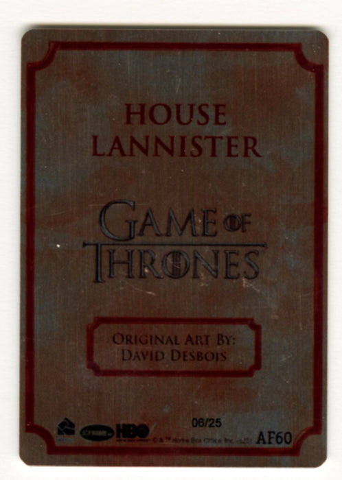 Game of Thrones The Great Houses Artifex Metal Card AF60 limited 06/25 House Lannister
