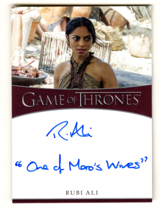 Game of Thrones The Great Houses Rubi Ali Autograph Card Inscription One of Moro's Wives