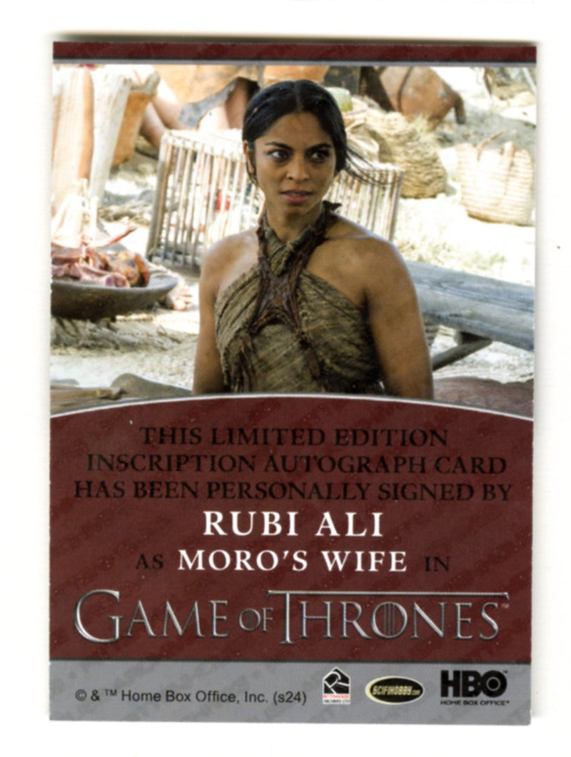 Game of Thrones The Great Houses Rubi Ali Autograph Card Inscription One of Moro - TvMovieCards.com