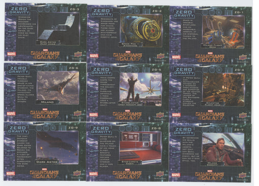 Guardians of the Galaxy Zero Gravity Chase Card Set 9 Cards 2014 Upperdeck - TvMovieCards.com