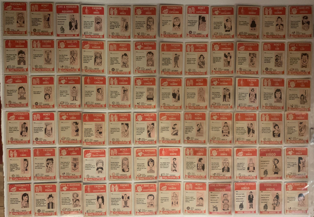 Happy Horoscopes Vintage Trading Card Set 72 Cards Philly Gum 1972 - TvMovieCards.com