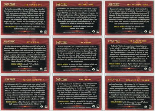 Star Trek Nemesis Movie 2002 Romulan History Insert Chase Card Set R1 - R27 - TvMovieCards.com