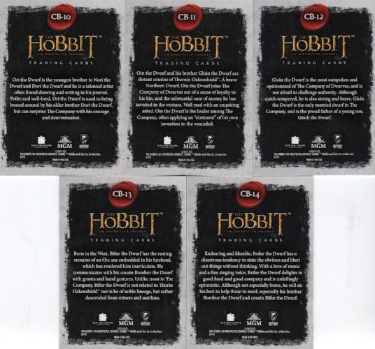 Hobbit An Unexpected Journey Character Biography Foil Chase Card Set CB-01 - CB19 19 Cards   - TvMovieCards.com