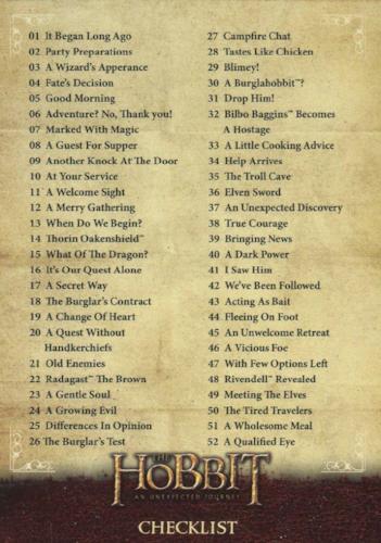 Hobbit An Unexpected Journey Base Card Set 101 Cards Cryptozoic 2014   - TvMovieCards.com