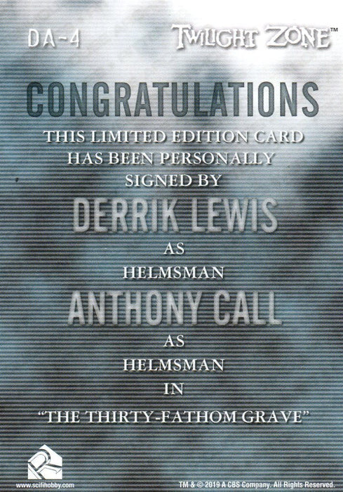 Twilight Zone Archives 2020 Derrik Lewis Anthony Call Double Autograph Card DA-4   - TvMovieCards.com