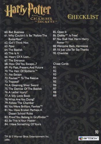 Harry Potter and the Chamber of Secrets Base Card Set 90 Cards   - TvMovieCards.com