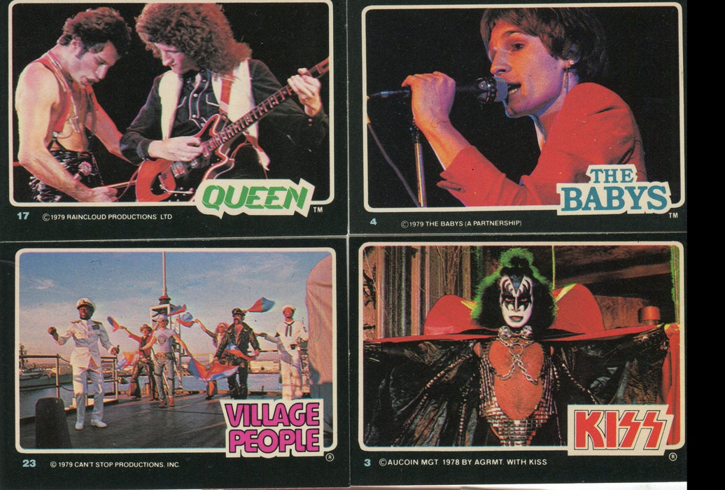 Rock Stars Vintage Card Set 66 Cards Kiss Queen Babys Village People 1979   - TvMovieCards.com