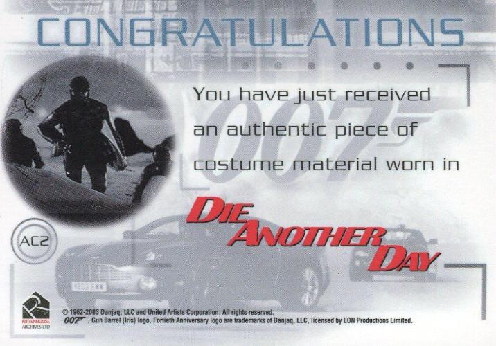 James Bond Die Another Day Expansion Card Set 18 Cards plus Costume Card AC2   - TvMovieCards.com