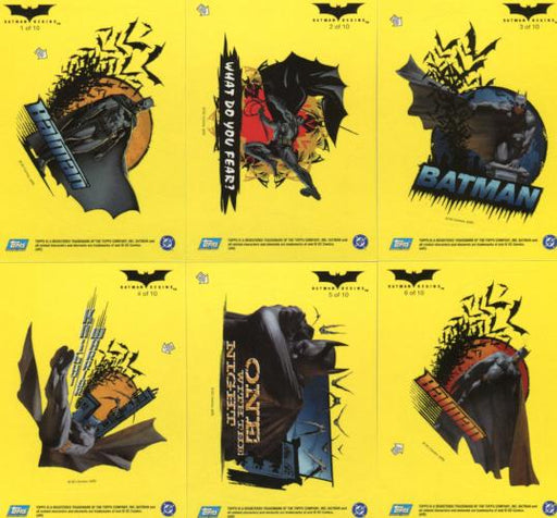 Batman Begins Movie Sticker Chase Card Set 10 Sticker Cards Topps 2005   - TvMovieCards.com
