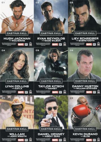X-Men Origins: Wolverine Movie Casting Call Chase Card Set 9 Cards   - TvMovieCards.com