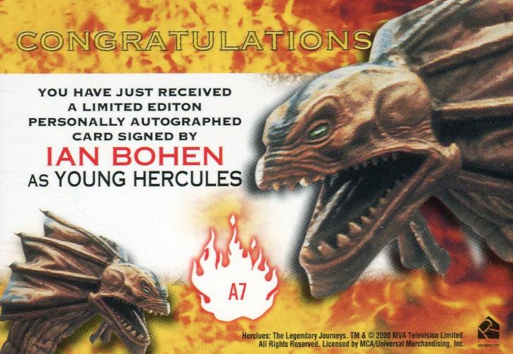 Hercules The Complete Journeys Ian Bohen as Young Hercules Autograph Card A7   - TvMovieCards.com