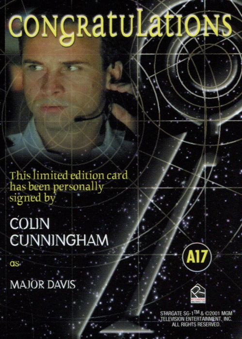 Stargate SG-1 Season Four Colin Cunningham as Major Davis Autograph Card A17   - TvMovieCards.com